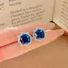 Broche Colgante, Collar de Diamantes, Moda de Piedras Preciosas de Colores Rosa Conjunto de Dos Piezas, Anillo de Zafiro Azul, Conjunto de Tres Piezas de Joyería, Pendientes para Mujer