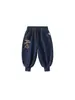 Ropa Infantil Bonsun Pantalones Jogger de Invierno Nuevos Estampados para Niños con Forro Polar Integrado Jeans Gruesos para Niños Pequeños