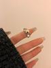Nuevo anillo de cuentas hecho a mano estilo Maillard de moda nacional de estilo chino con piedra de grano de madera de alta calidad incrustada con diamantes, anillo para dedo índice apilado