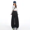 Jeans Laranja Infantil # Retro Americano Cor Sólida Wide-Leg para Mulheres, Solto e Emagrecedor, Calças Scimitar Versáteis da Moda Comprimento Total
