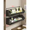 Dormitório Rack de armazenamento de parede sem perfuração Rack de armazenamento de cabeceira Dormitório de estudante Cabide de camada dupla Cesta de armazenamento lateral de guarda-roupa
