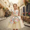 Vestido infantil de Amazon con estampado sin mangas de tela forjada para fiesta de cumpleaños con lazo estilo pastoral vestido infantil