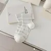 Calcetines Divertidos y Dulces de Oso de Dibujos Animados Bordados para Mujer, Calcetines de Algodón de Malla Transpirable Sin Costuras de Tubo Medio para Primavera y Verano