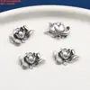 Plata de Ley S925 Calabaza de Cinabrio Flor Pequeña Hojas Anillo Doble Accesorios Retro Viejo DIY Hecho a Mano Material para Abalorios Joyería