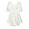 Novo vestido curto de peça única feminino europeu e americano, moda transfronteiriça, atacado, estiloso, justo, estampa espinha de peixe francesa, decote V