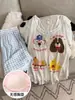Conjunto de Pijama Camisola Fofo com Estampa de Pessoas Estreladas com Bojo para Mulheres Verão Renda Regata e Shorts Conjunto para Casa