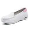 Outono e Inverno novo almofada de ar sapatos de enfermeira fundo macio das mulheres dedo do pé redondo respirável plana antiderrapante salto médio fundo grosso não cansado pés sapatos brancos