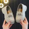 Zapatos de Cuero Retro Británicos para Niños, Mocasines con Lazo de Pedrería para Niñas, Zapatos Escolares Antideslizantes de Suela Suave