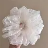 Goma de Pelo Scrunchie de Malla con Puntos Blancos Extra Grande para Mujer, Sujetador de Moño de Gama Alta, Elegante Accesorio para el Cabello