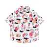 Camisetas de Manga Corta Divertidas con Dibujos Animados y Graffiti Estilo Hong Kong Veranieño para Hombres y Mujeres Estilo Dopamina Sueltas Dulces Florales Camisas Modernas