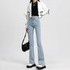 Azul claro Cintura Alta Primavera y Otoño Jeans Acampanados para Mujer 2025 Nueva Llegada Skinny Pequeño Hombre Primavera Pantalones de Herradura