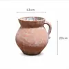 Macetas de Cerámica Estilo Wabi-Sabi, Adornos Decorativos Rojos Rústicos, Macetas de Cerámica Gruesa Vintage, Jarrón Cerámico Grande para Arreglo Floral en Mueble de TV de Entrada