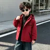 2331 Jaqueta infantil, corta-vento com capuz forrado de fleece, três em um, para primavera e outono, top versátil de outono para bebês