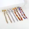 Brincos de Franja com Zircônia Europeus e Americanos Moda Feminina Estilo Exquisito de Luxo Leve Versátil Corrente de Diamante Colorido Acessórios Brincos Transfronteiriços
