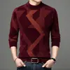 Recomendação de Item Quente Suéter Jacquard Anti-bolinhas Pelo Sintético de Mínk Gola Meia-Alta Venda Direta da Fábrica Malharia Masculina Transfronteiriça