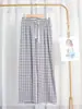 Pantalones de Casa Otoño e Invierno, Pantalones de Dormir Térmicos de Doble Cara para Mujer, Pantalones Rectos Sueltos, Pantalones Cálidos Casuales, Pantalones a Cuadros para Mamá para Uso al Aire Libre