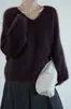 Tejido de punto para mujer de manga larga de lana de alto gramaje, nuevo suéter de lana de cachemira de seda de morera para otoño e invierno, cuello redondo, engrosado