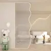 Cristal templado estilo crema para entrada de sala de estar, mampara con forma de ola para lavabo, divisor de separación de zonas húmedas y secas