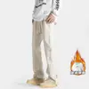Pantalones Casuales Sueltos de Terciopelo Plus para Hombre 2026 High Street Versátiles de Moda Micro-campana Pantalones de Esquí