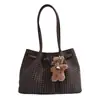 Bolso Tote de Cuadros Nuevo Otoño 2026 para Mujer Moda Viaje Diario Bolso de Hombro Único Lana Simple Gran Capacidad Bolso de Mano