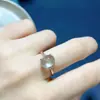 Anillo de piedra de uva de oro natural semilla de hielo cristal fluorescente limpio plata 925 incrustación de precisión piedra principal 8*10mm