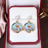 Pendientes de Flor de Goteo de Aceite Coloridos Estilo Jardín Monet Francés Estilo Mori Lujo Ligero Gama Alta Fresco Moda Temperamento Pendientes