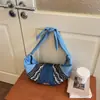 Bolsa de Lona Artística Estilo Coreano para Mulheres 2026 Nova Moda Simples Grande Capacidade Leve Bolsa de Ombro Transversal Bolsa Croissant