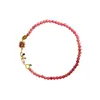 Nuevo Estilo Chino Moderno y Exquisito Pulsera de Piedra Natural con Cuentas de Goteo de Aceite Rosa Colorida Pulsera de Lujo Ligero de Alta Gama para Mujer