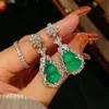 Novos Brincos Chineses com Microincrustação de Zircônia, Permeáveis ao Gelo, Ágata Calcedônia Verde Natural, Rosto de Ovo, Flor, Cabacinha, Estilo Igual ao das Estrelas