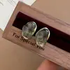 Pendientes de Botón Ovalados de Resina Transfronterizos Europeos y Americanos Pendientes Maillard de Otoño e Invierno Pendientes Simples de Moda Versátiles para Mujer Sensación de Alta Gama