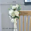 Nuevos tiradores de puerta florales versátiles para respaldo de silla de boda al aire libre, decoraciones florales para escaleras, decoraciones para coche de boda en la iglesia y accesorios florales artificiales.