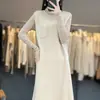 Vestido Chaleco Largo de Punto de Lana para Mujer, Nuevo Estilo Otoño e Invierno, Elegante Vestido Suéter sin Mangas, Corte Holgado, Adelgazante