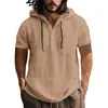 Sudadera con capucha de algodón y lino para hombre de Europa, sudadera con capucha de manga corta, primavera, verano, casual, camiseta de playa