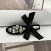Lujo Ligero Retro Industria Pesada Full Diamante Etiqueta Dorada Terciopelo Lazo Pinza de Pato Alto Grado Estilo Chanel Brillante Flequillo Borde Clip
