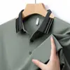 Camisetas de Manga Corta de Verano para Hombres Jóvenes y de Edad Media, Camisetas de Solapa Transpirables de Seda Helada, Moda Casual, Camisetas de Media Manga para Hombre