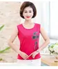 Camiseta de Algodón sin Mangas de Verano para Mujeres de Mediana Edad y Mayores, Estilo Delgado, Cuello Redondo, Camiseta Base Estampada con Tirantes