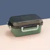 Caja de Almuerzo de Plástico de Doble Capa Caja de Almuerzo para Microondas con Cuchara Caja de Almuerzo para Oficinista Caja para Frutas Caja de Almuerzo de Regalo LOGOTIPO Imprimible