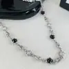 Collar de circonita negra con diseño de nicho personalizado, elegante, ligero y de lujo, de alta calidad, único, con cadena de clavícula.