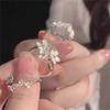"No Me Olvides" Anillo Sencillo de Flor Diseño de Nicho Sentido de Diseño Lujo Ligero Elegante Anillo Ajustable Apertura Femenina