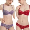 Lencería transfronteriza, encaje sexy, estilo de deseo puro, sujetador de boda, hace que los pechos grandes parezcan más pequeños, conjunto de lencería a juego, conjunto de sujetador fino rojo para mujer