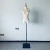 Maniquí de medio cuerpo ajustable para exhibición de vestidos de novia de terciopelo color albaricoque, soporte de exhibición de modelos, escaparate de tienda de ropa para mujer, soporte femenino
