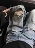 Jeans Reto Rasgado Novo Estilo Americano Retro de Verão para Mulheres, Tamanho Grande Emagrecedor Versátil Solto de Perna Larga Comprimento Total