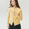 Kang Sai Ni Cardigan Botão Tricô Grosso Corpo Inteiro 100% Caxemira Gola Redonda Masculino Outerwear Suéter Feminino