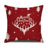 2025Jit Fronteiriço Natal Almofada Desenho Animado Vermelho Estampado Alce Floco de Neve Sofá Quarto Linho Capa de Almofada