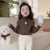 2026 Nuevo Suéter Versátil Estilo Coreano para Niñas Dibujos Animados Otoño Nuevo Camiseta Interior de Cuello Alto para Niños Ropa para Niños Dropshipping