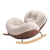 Cadeira de Balanço Reclinável para Adultos, Adequada para Dormir, Design de Casca de Ovo na Cor Creme, Cadeira de Lazer para Varanda e Casa, Sofá Preguiçoso para Sala de Estar