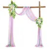 Decorações de Casamento Populares de Gaze Transfronteiriça para Arcos de Gramado ao Ar Livre, Cortinas de Arranjo de Casamento, Cortinas de Chiffon com Pérolas