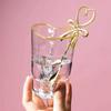 Taza de Vidrio en Forma de Corazón para Niñas, Taza de Hada con Diseño de Corazón Pintado en Oro, Taza de Agua, Taza de Desayuno, Taza de Cristal de Alta Apariencia para Parejas