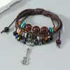 Decoración Creativa y Personalizada de Guitarra de Aleación Pulsera de Tres Capas de Perlas Retro Nuevos Accesorios Europeos y Americanos