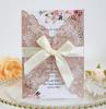 Convite oco a laser da Amazon cartão de felicitações de feriado convite de casamento de renda com glitter rosa cartão prateado
